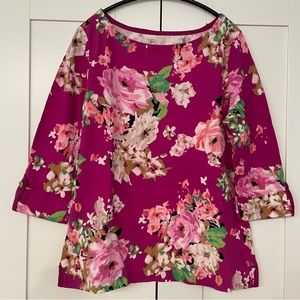 Charter Club Women Cotton Top 3/4 Sleeve Floral Print Size Petite S